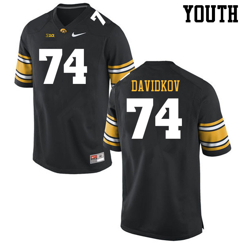 Youth #74 David Davidkov Iowa Hawkeyes College Football Jerseys Sale-Black